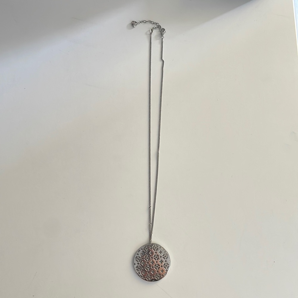 Large Fossil Necklace with Pendant Sterling Silver